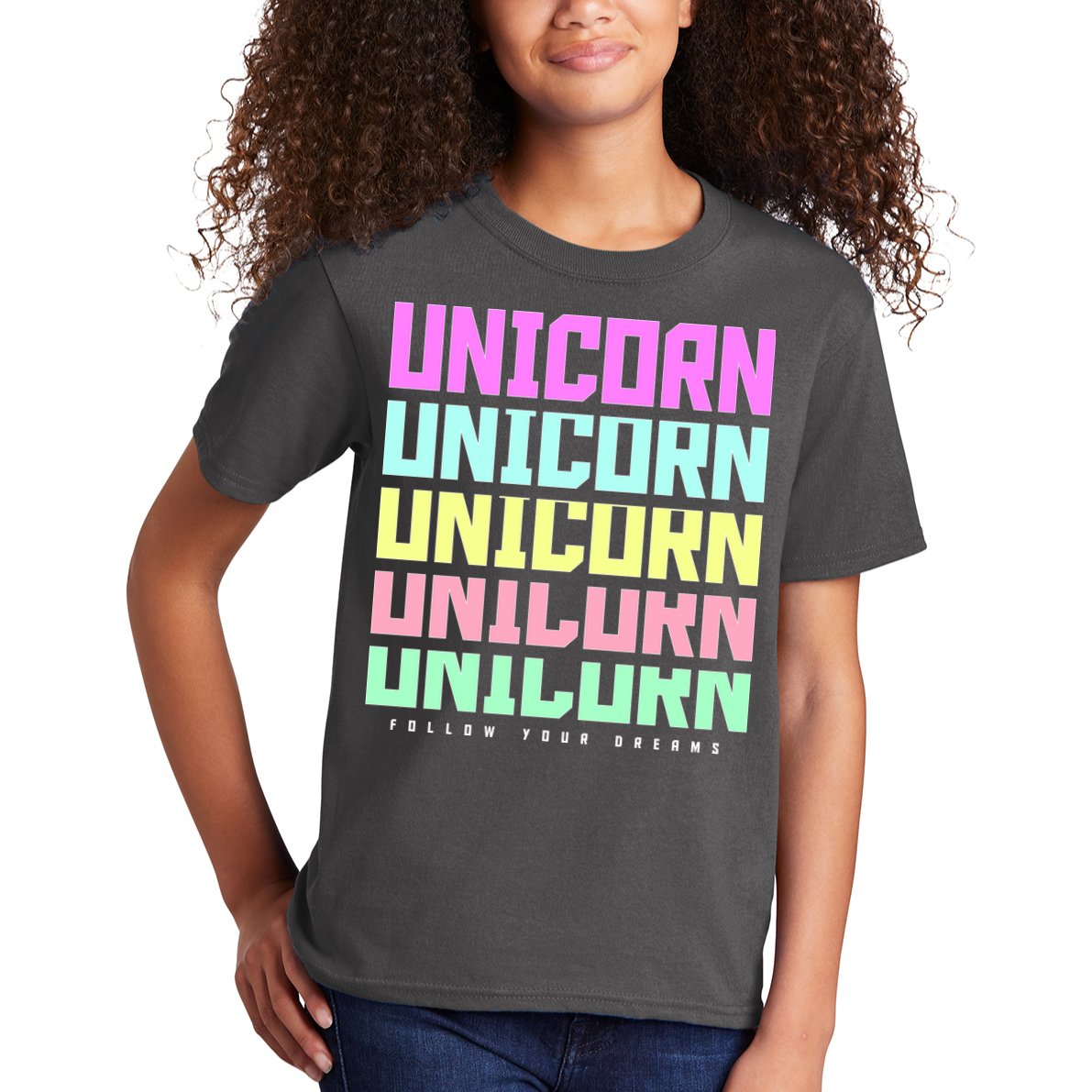 Unicorn Repeat Follow Your Dream Kids T-Shirt