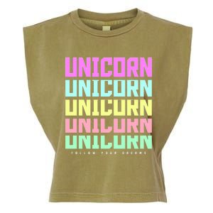 Unicorn Repeat Follow Your Dream Garment-Dyed Women's Muscle Tee