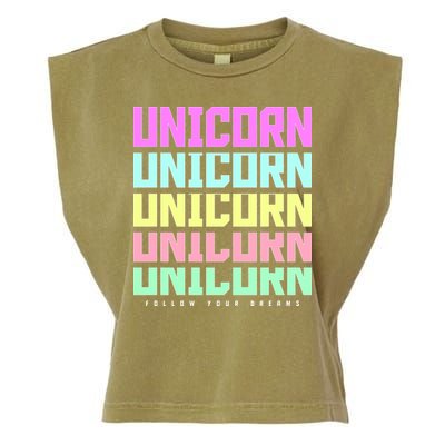 Unicorn Repeat Follow Your Dream Garment-Dyed Women's Muscle Tee