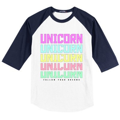 Unicorn Repeat Follow Your Dream Baseball Sleeve Shirt