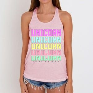 Unicorn Repeat Follow Your Dream Women's Knotted Racerback Tank