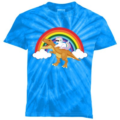 Unicorns Rainbow Funny Gift Unicorn Riding T Rex Dinosaur Cute Gift Kids Tie-Dye T-Shirt