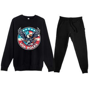 Usa Rocks Gift Premium Crewneck Sweatsuit Set