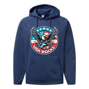 Usa Rocks Gift Performance Fleece Hoodie