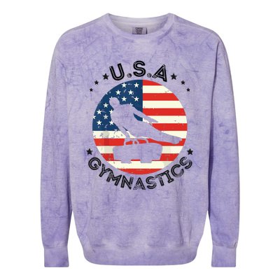 USA Retro Gymnastics Team Vintage Support USA Men Gymnastics Colorblast Crewneck Sweatshirt