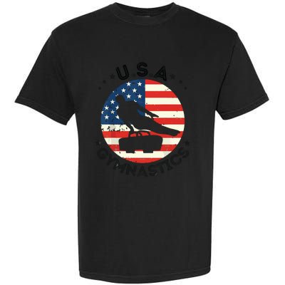 USA Retro Gymnastics Team Vintage Support USA Men Gymnastics Garment-Dyed Heavyweight T-Shirt