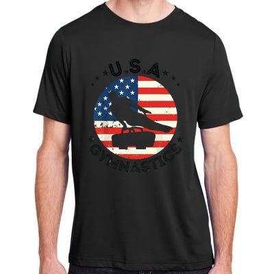 USA Retro Gymnastics Team Vintage Support USA Men Gymnastics Adult ChromaSoft Performance T-Shirt