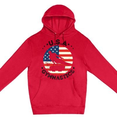 USA Retro Gymnastics Team Vintage Support USA Men Gymnastics Premium Pullover Hoodie