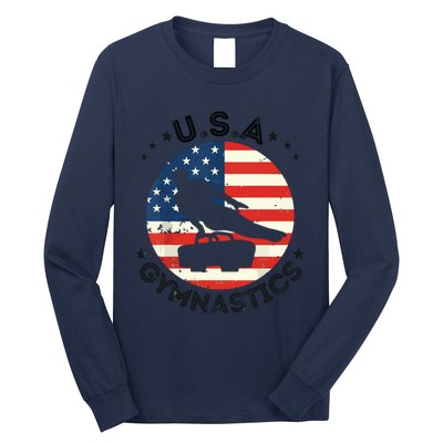 USA Retro Gymnastics Team Vintage Support USA Men Gymnastics Long Sleeve Shirt