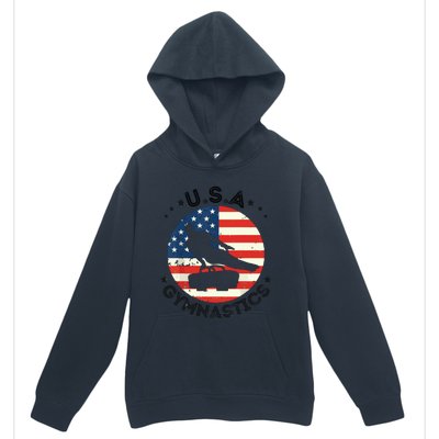 USA Retro Gymnastics Team Vintage Support USA Men Gymnastics Urban Pullover Hoodie