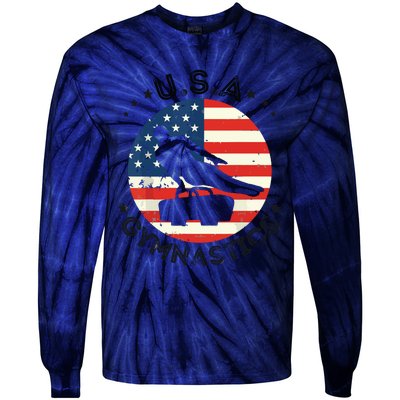 USA Retro Gymnastics Team Vintage Support USA Men Gymnastics Tie-Dye Long Sleeve Shirt