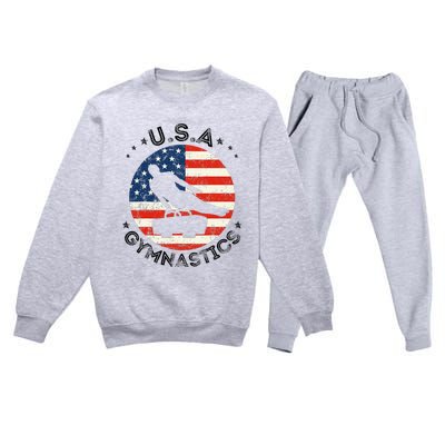 Usa Retro Gymnastics Team Vintage Support Usa Gymnastics Premium Crewneck Sweatsuit Set