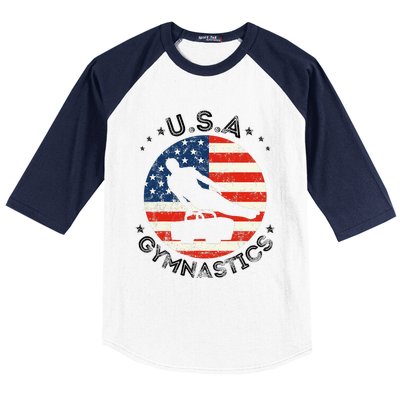 Usa Retro Gymnastics Team Vintage Support Usa Gymnastics Baseball Sleeve Shirt