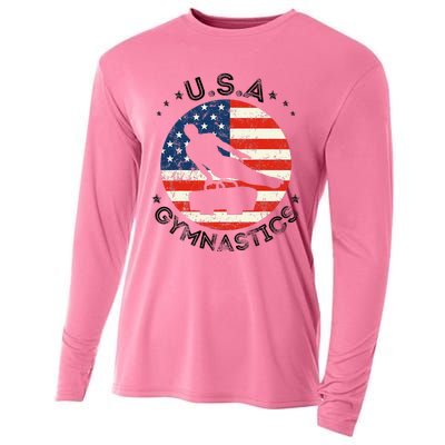 Usa Retro Gymnastics Team Vintage Support Usa Gymnastics Cooling Performance Long Sleeve Crew