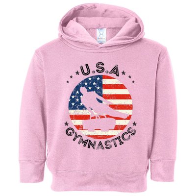 Usa Retro Gymnastics Team Vintage Support Usa Gymnastics Toddler Hoodie