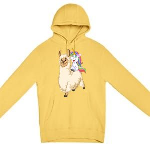 Unicorn Riding Llama Premium Pullover Hoodie