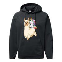 Unicorn Riding Llama Performance Fleece Hoodie