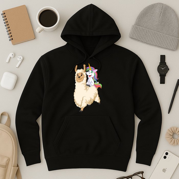 Unicorn Riding Llama Hoodie