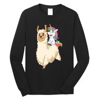 Unicorn Riding Llama Long Sleeve Shirt