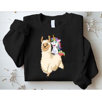 Unicorn Riding Llama Sweatshirt