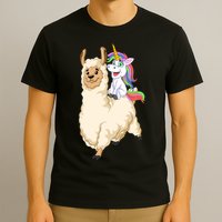 Unicorn Riding Llama T-Shirt