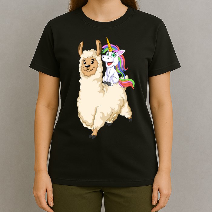 Unicorn Riding Llama T-Shirt