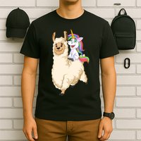 Unicorn Riding Llama T-Shirt