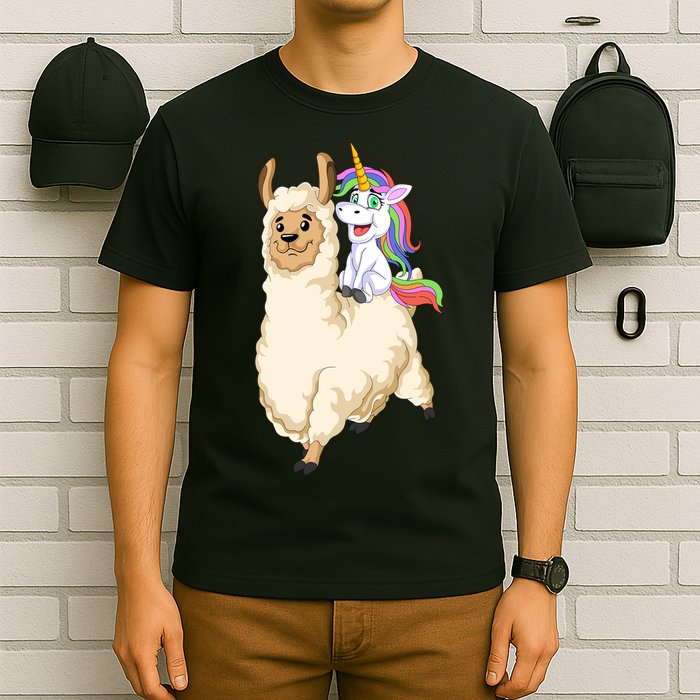 Unicorn Riding Llama T-Shirt