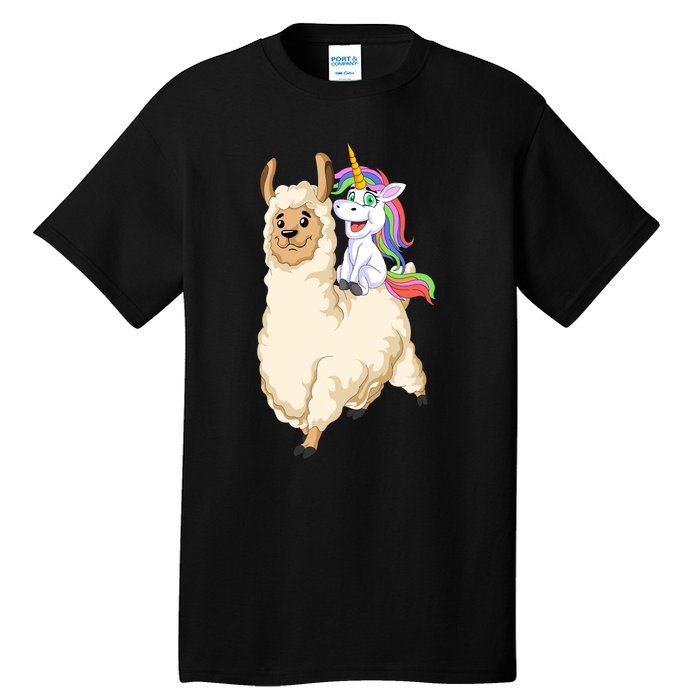 Unicorn Riding Llama Tall T-Shirt