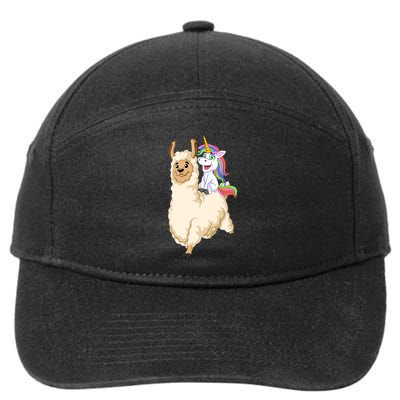 Unicorn Riding Llama 7-Panel Snapback Hat