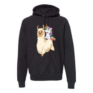 Unicorn Riding Llama Premium Hoodie