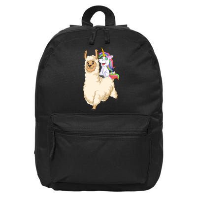 Unicorn Riding Llama 16 in Basic Backpack