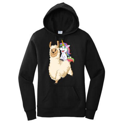 Unicorn Riding Llama Women's Pullover Hoodie