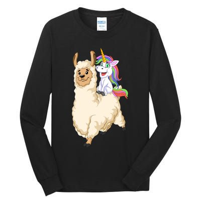 Unicorn Riding Llama Tall Long Sleeve T-Shirt