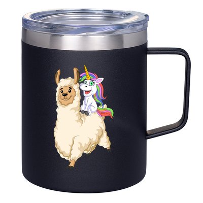 Unicorn Riding Llama 12oz Stainless Steel Coffee Mug