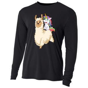 Unicorn Riding Llama Cooling Performance Long Sleeve Crew