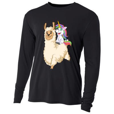 Unicorn Riding Llama Cooling Performance Long Sleeve Crew