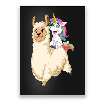 Unicorn Riding Llama Poster