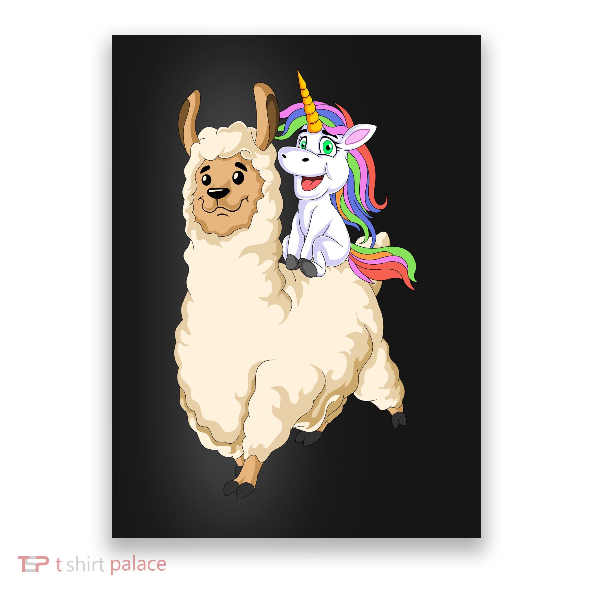 Unicorn Riding Llama Poster