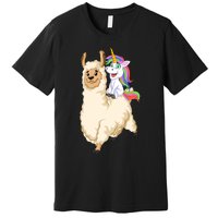 Unicorn Riding Llama Premium T-Shirt