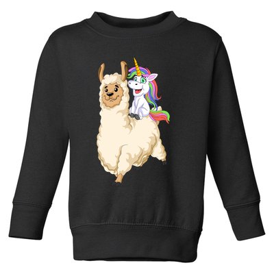 Unicorn Riding Llama Toddler Sweatshirt