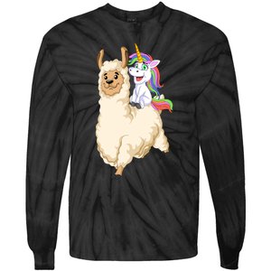 Unicorn Riding Llama Tie-Dye Long Sleeve Shirt