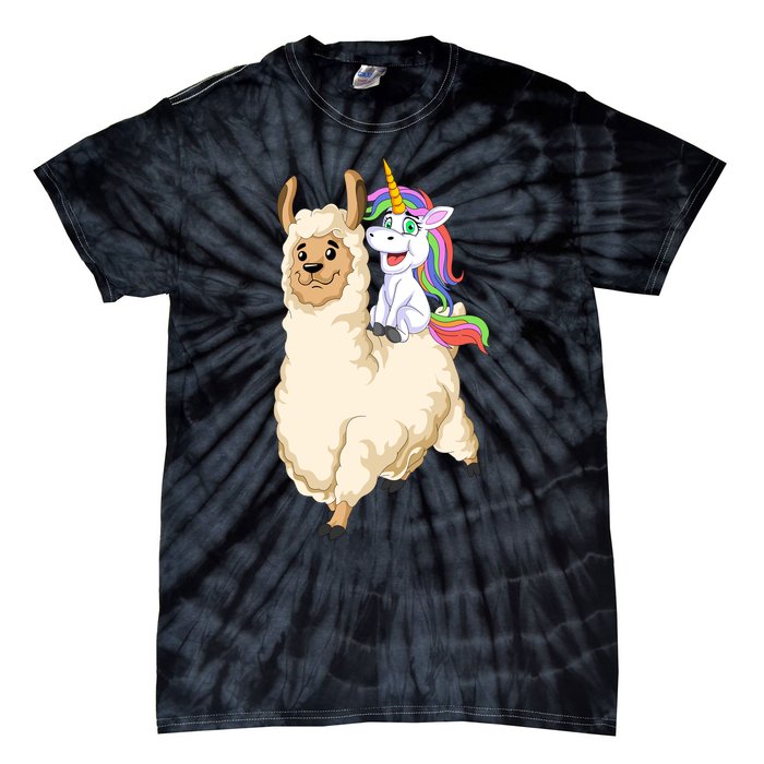 Unicorn Riding Llama Tie-Dye T-Shirt