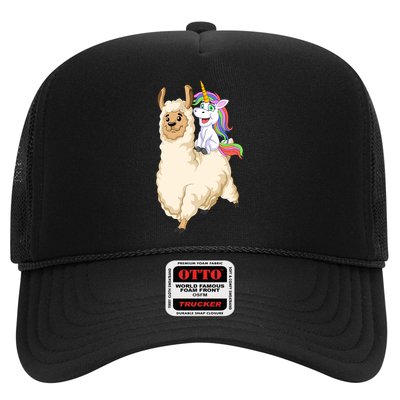 Unicorn Riding Llama Trucker Hat