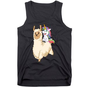 Unicorn Riding Llama Tank Top