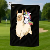 Unicorn Riding Llama Golf Towel