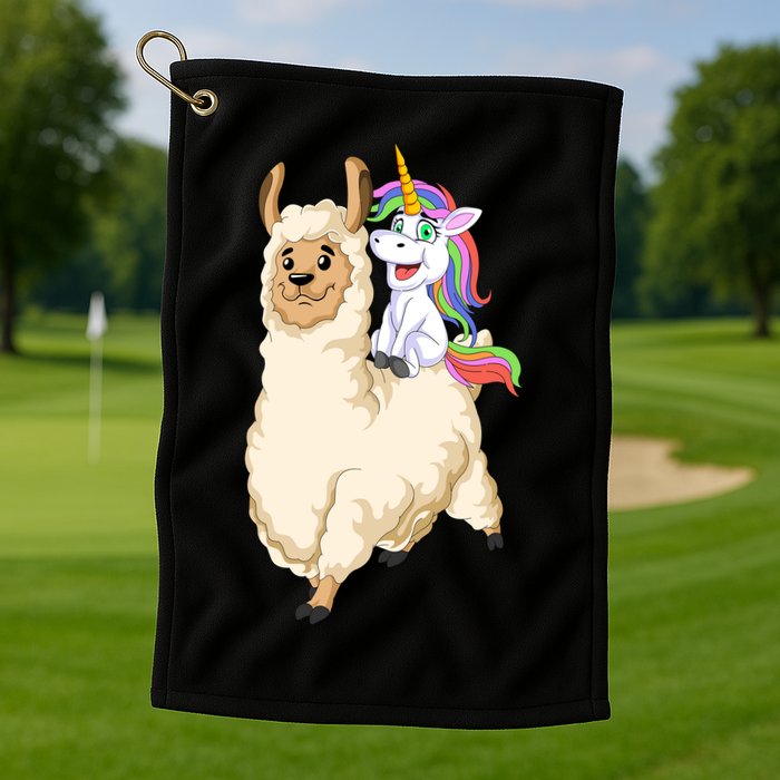 Unicorn Riding Llama Golf Towel