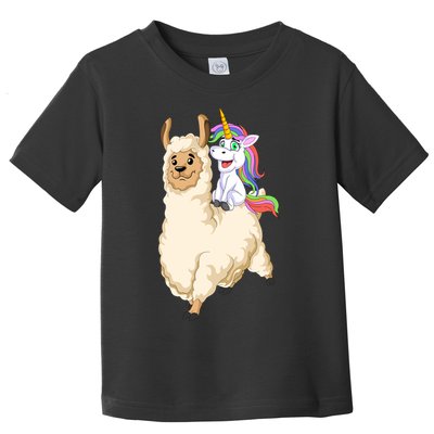 Unicorn Riding Llama Toddler T-Shirt
