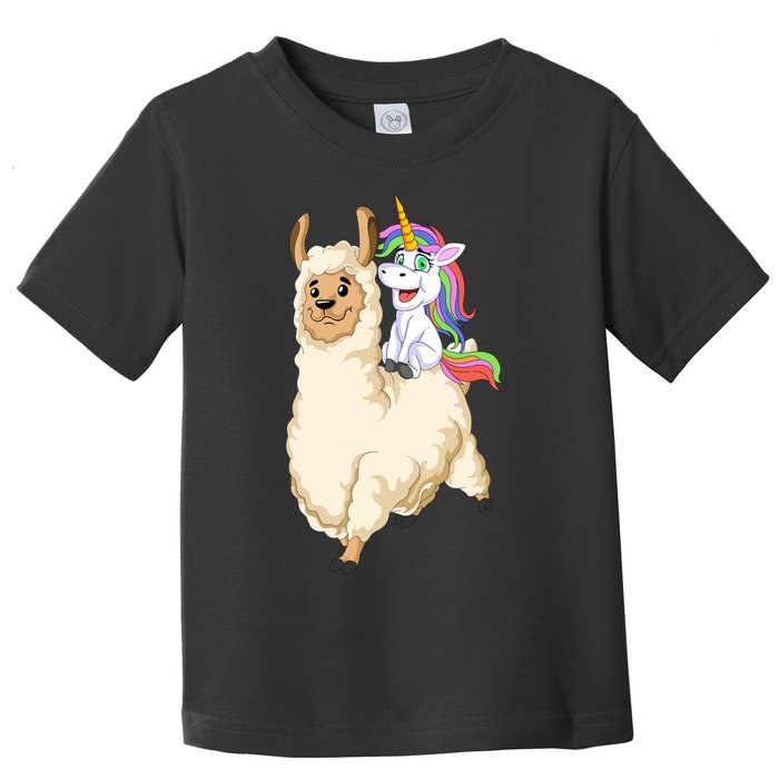Unicorn Riding Llama Toddler T-Shirt