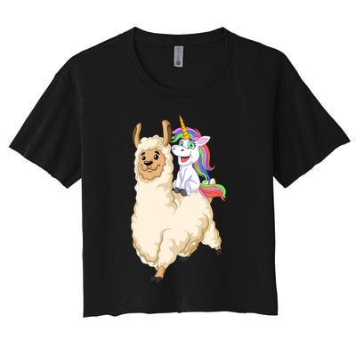 Unicorn Riding Llama Crop Top